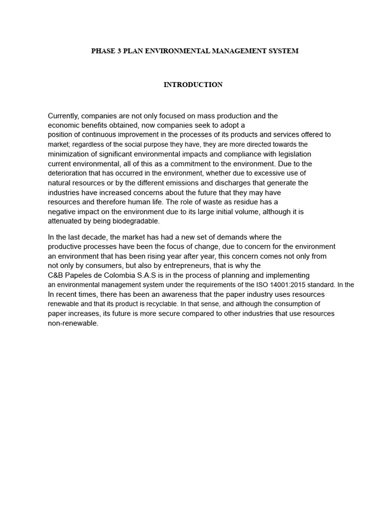 Environmental Management Plan for C&B Papeles | PDF | Waste | Recycling
