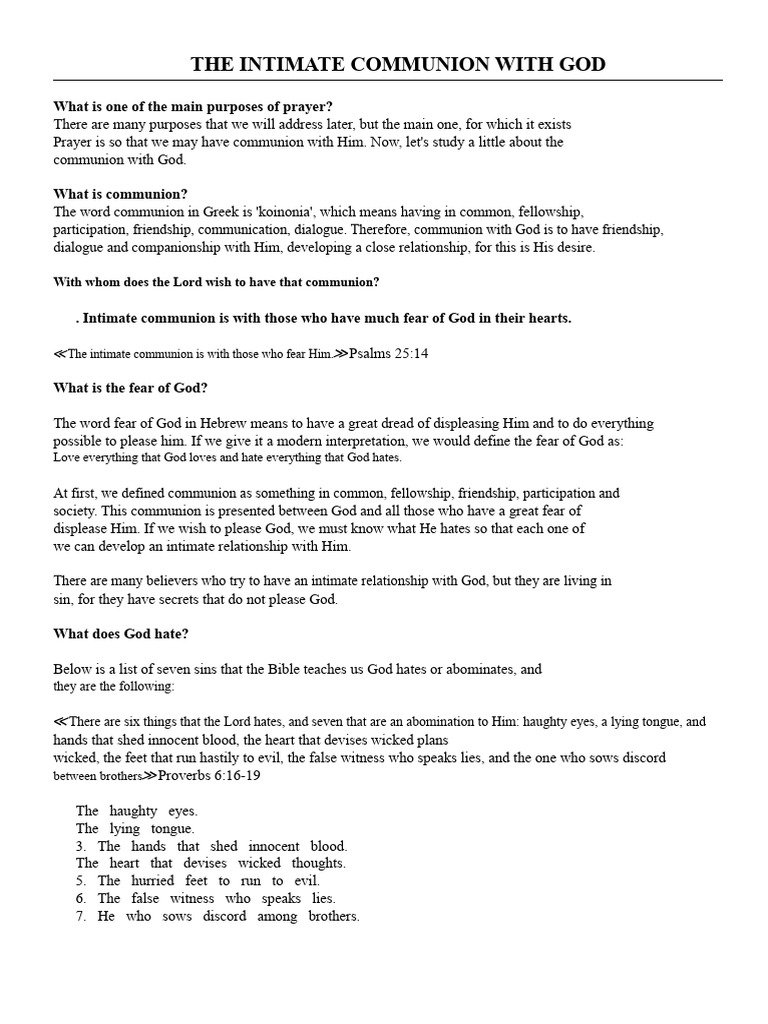 Intimate Communion with God Explained | PDF | Jesus | Prayer