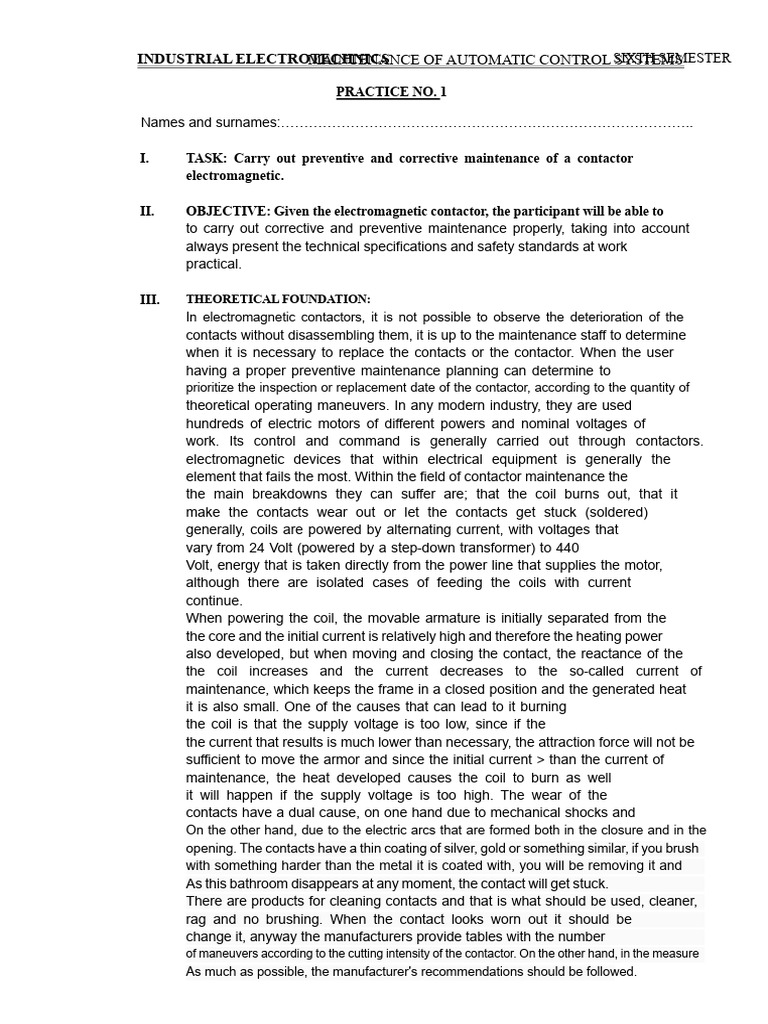 Contactor Maintenance PDF | PDF | Inductor | Electricity