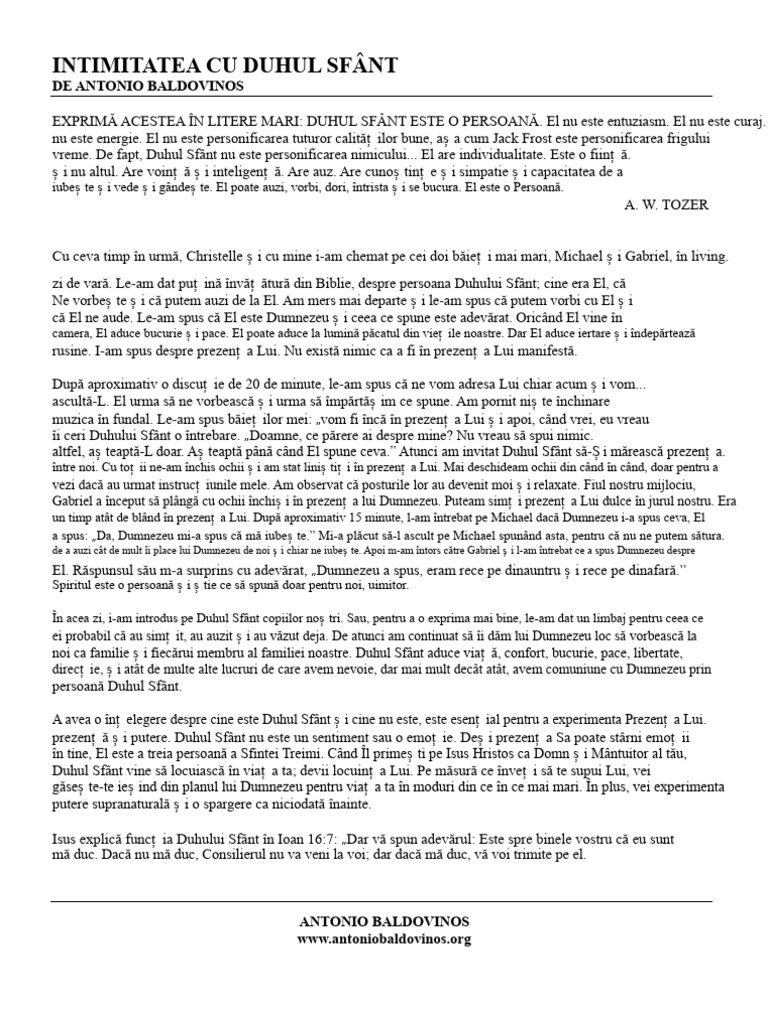 Intimitate Cu Duhul Sfânt | PDF
