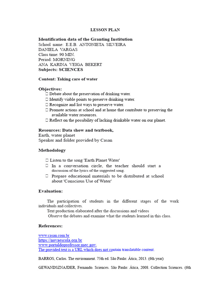 Water Conservation Lesson Plan | PDF | Water | Rainbow
