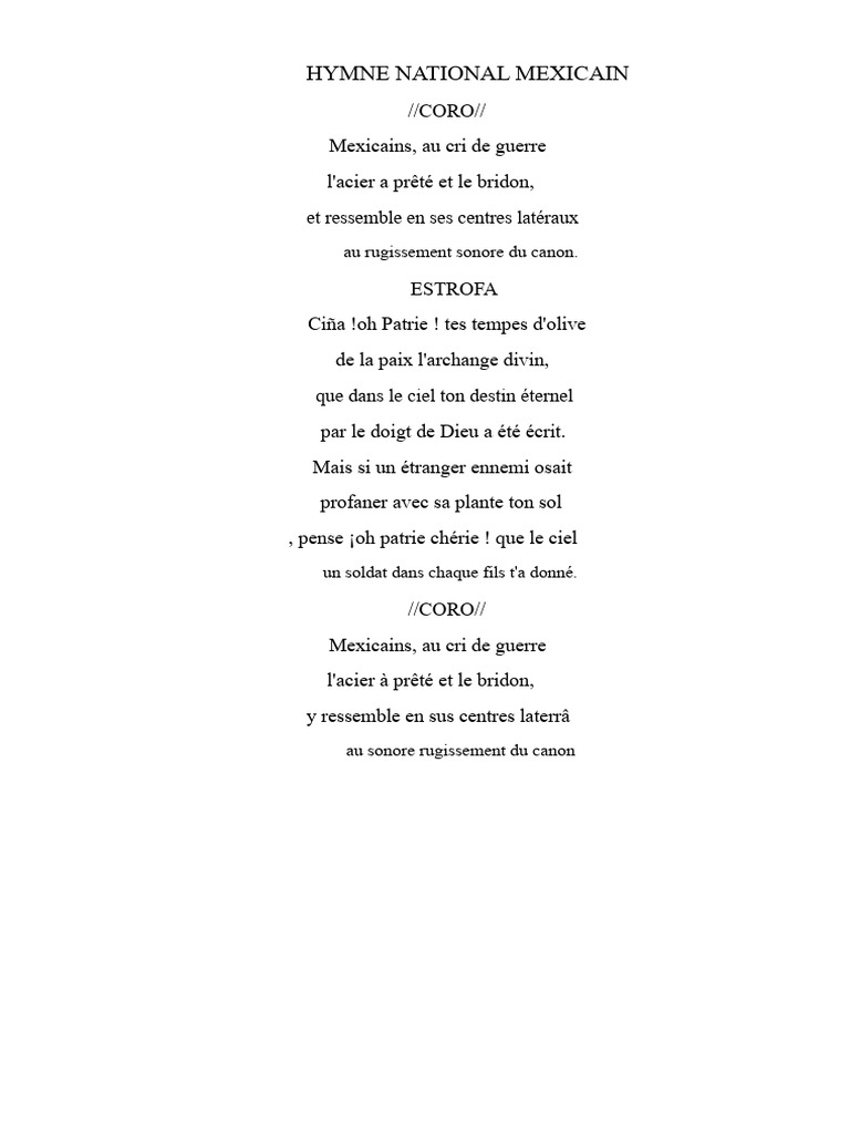 Hymne National Mexicain et Variantes | PDF