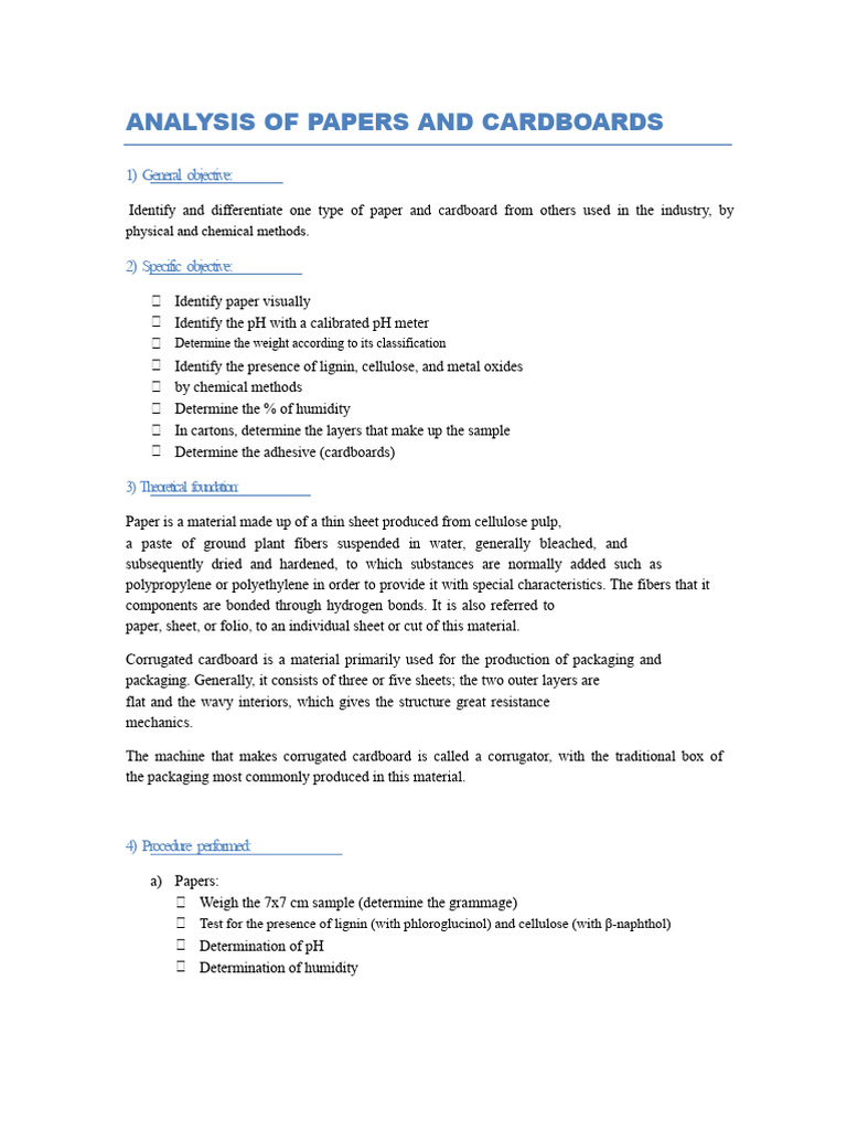 Analysis of Papers and Cardboards | PDF | Paper | Materials