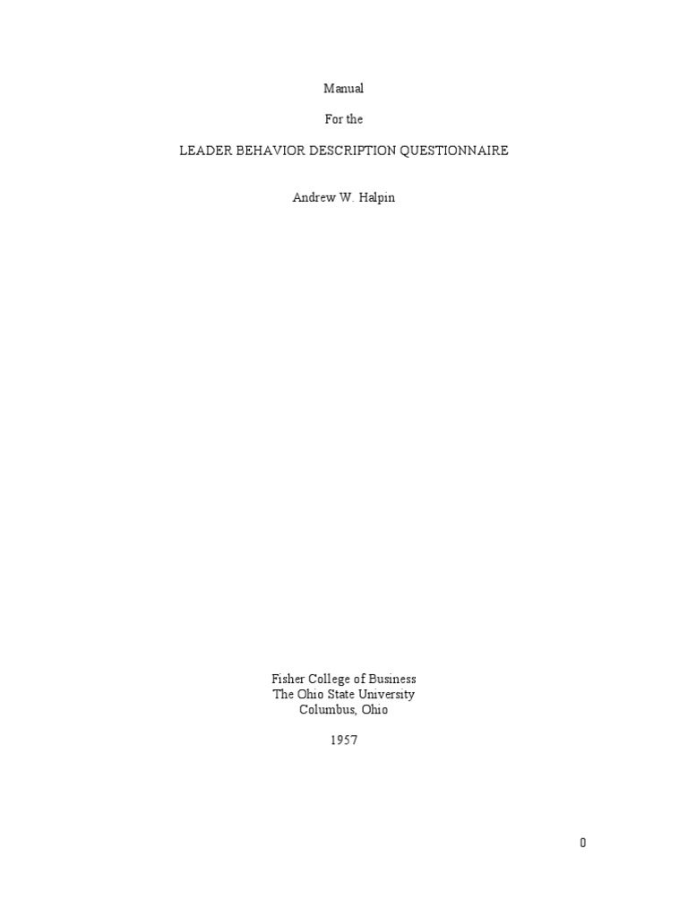 LBDQ Manual: Leader Behavior Assessment | PDF | Questionnaire | Factor ...