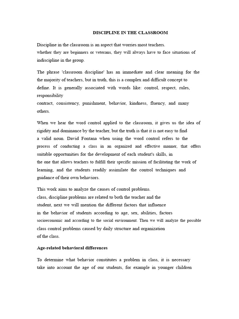 Discipline in The Classroom | PDF | Teachers | Behavior