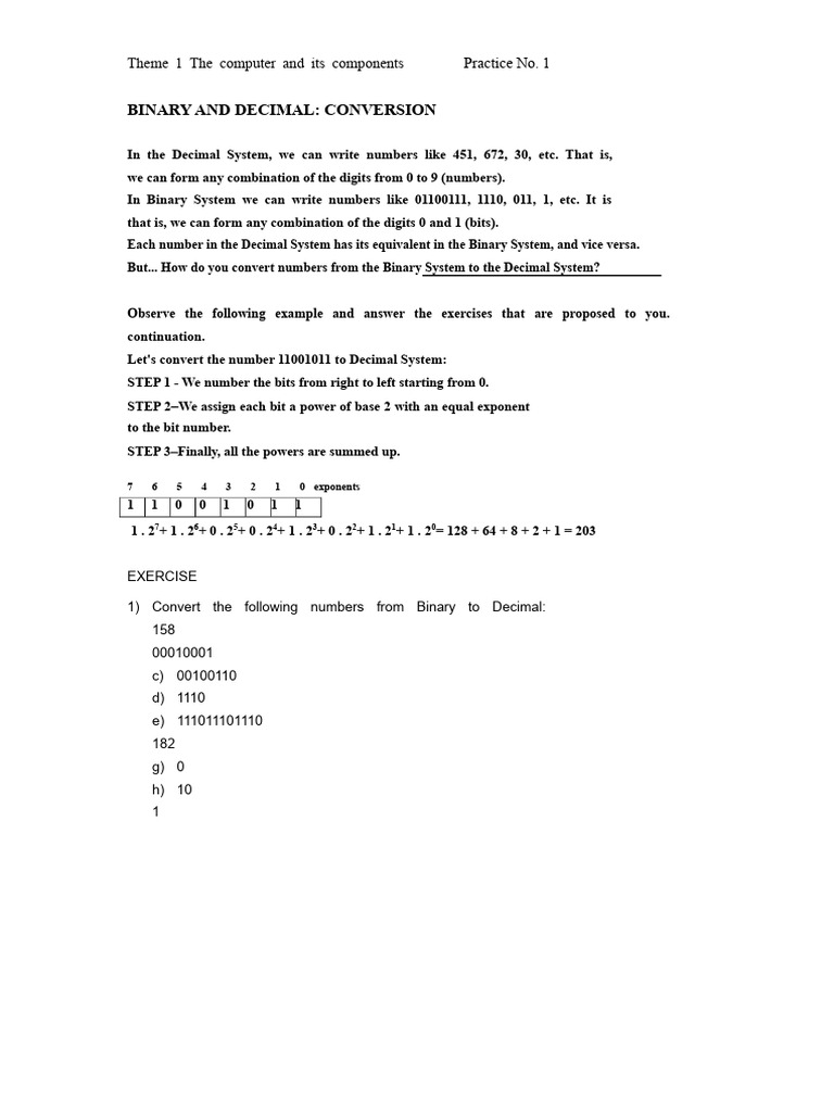 Binary and Decimal Conversion Guide | PDF | Letter Case | Computing