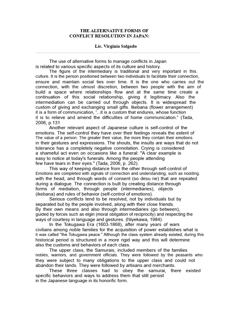 Conflict Resolution Traditions in Japan | PDF | Mediation | Conflict ...