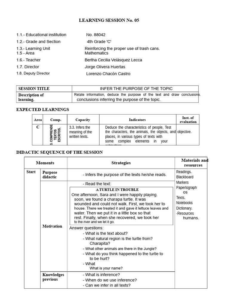 Learning Session Infer A Text | PDF | Subject (Grammar) | Adjective