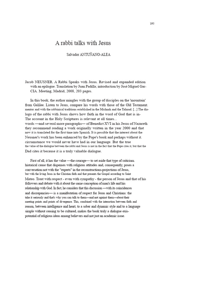 Rabbi's Dialogue with Jesus Explained | PDF | Jesus | Jacob Neusner