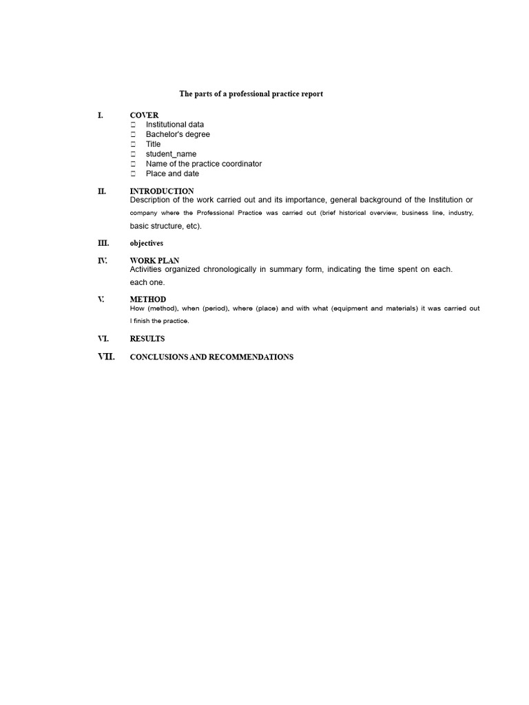 Structure of a Professional Practice Report | PDF