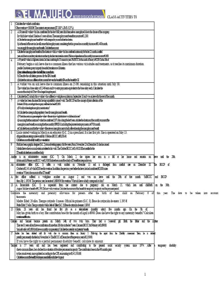 Unemployment and Disability Benefit Calculations | PDF | Unemployment ...