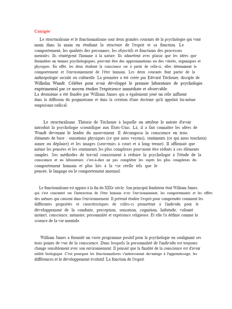 Essai Sur Le Structuralisme Et Le Fonctionnalisme | PDF | Psychologie ...