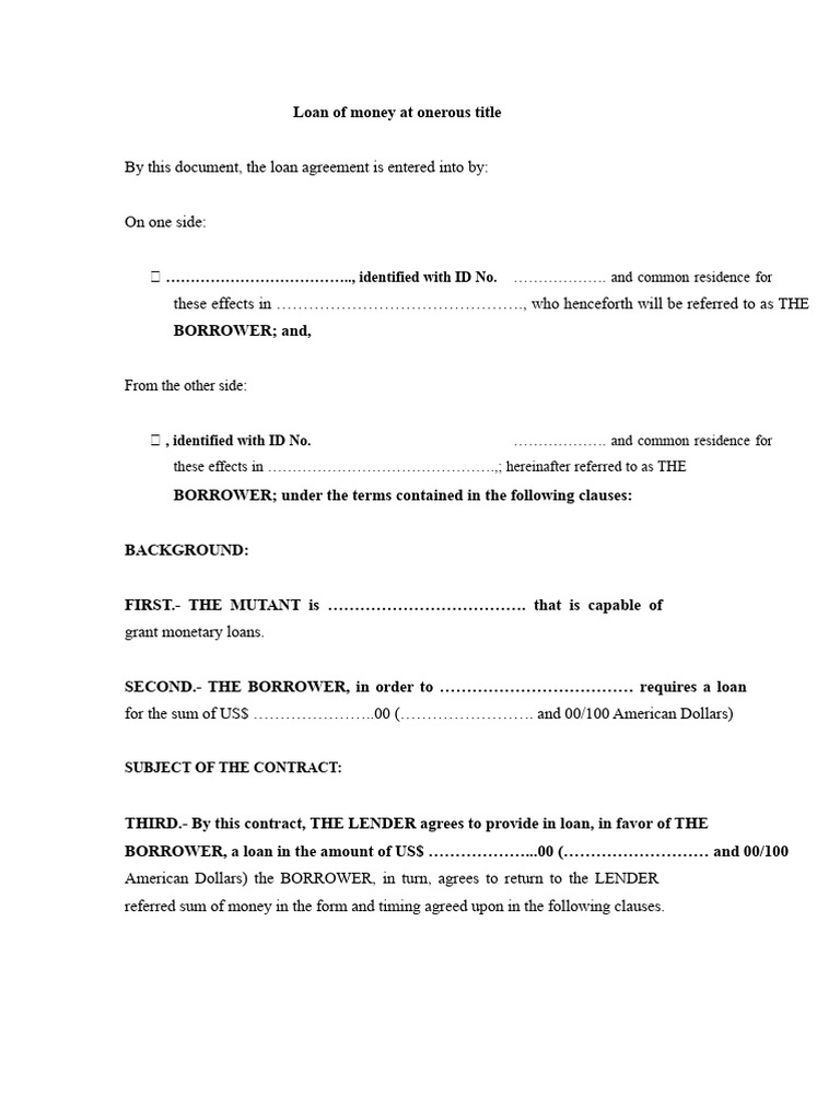 Onerous Loan Agreement Template | PDF | Loans | Arbitration