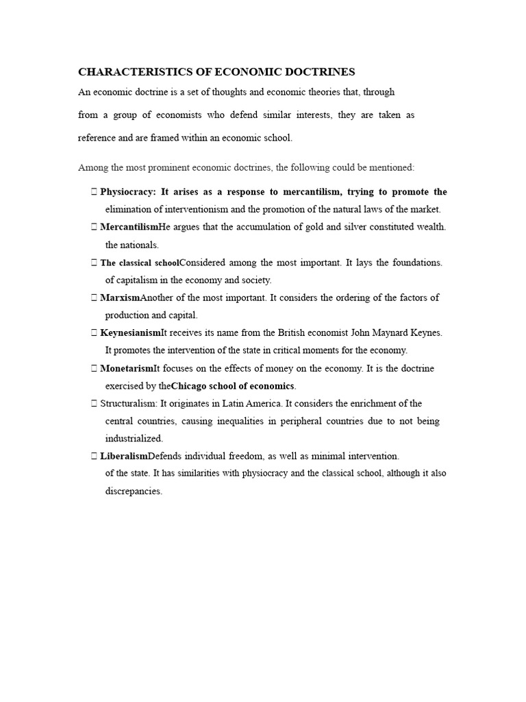 Characteristics of Economic Doctrines (1) | PDF