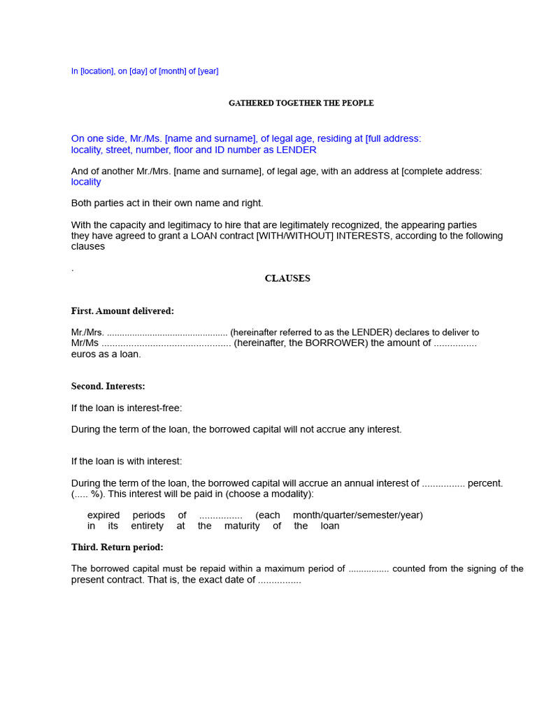 Loan Agreement Template | PDF | Loans | Interest