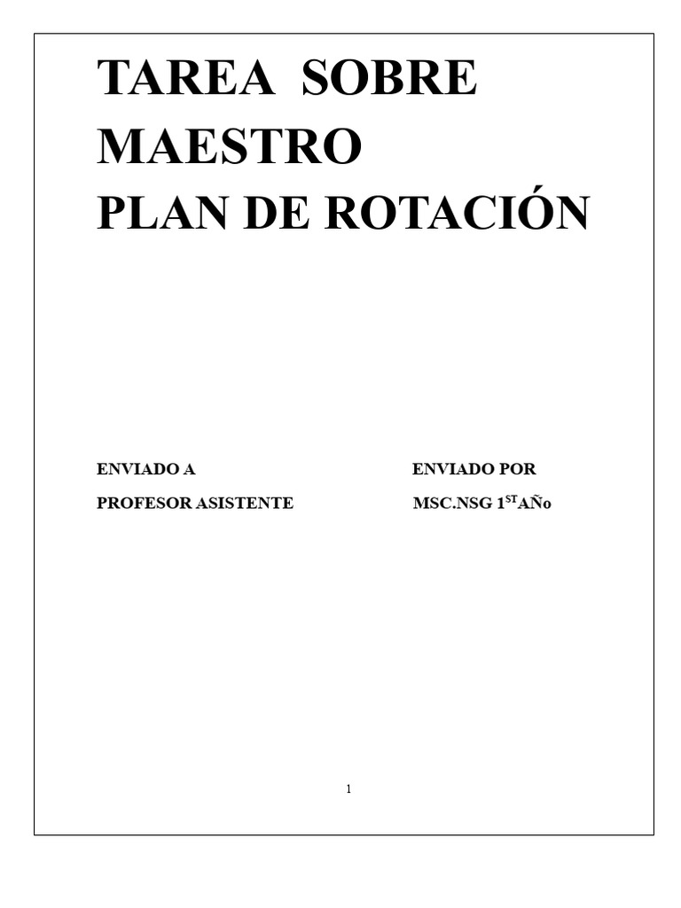 Plan de Rotación Clínica Del Seminario de Maestría | PDF | Enfermería ...