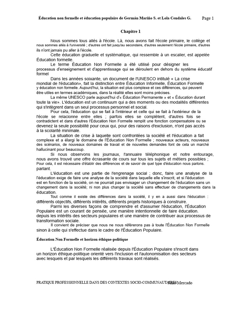 Éducation Non Formelle et Populaire | PDF | Pédagogie | Démocratie