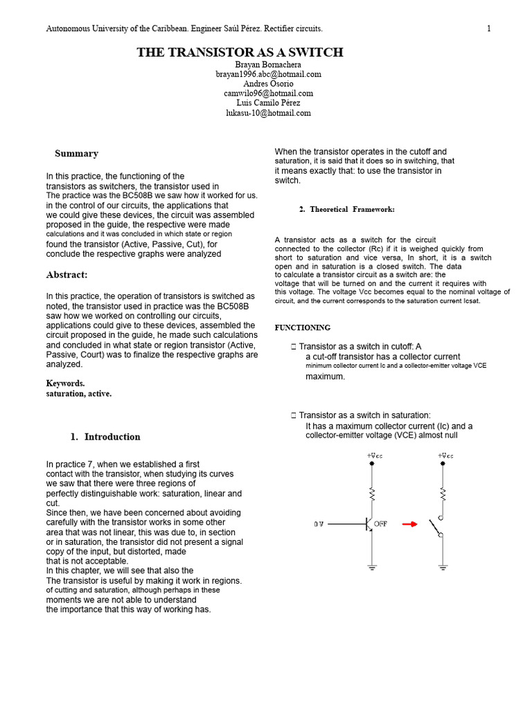 Transistor Switching Circuits Explained | PDF | Transistor | Electrical ...