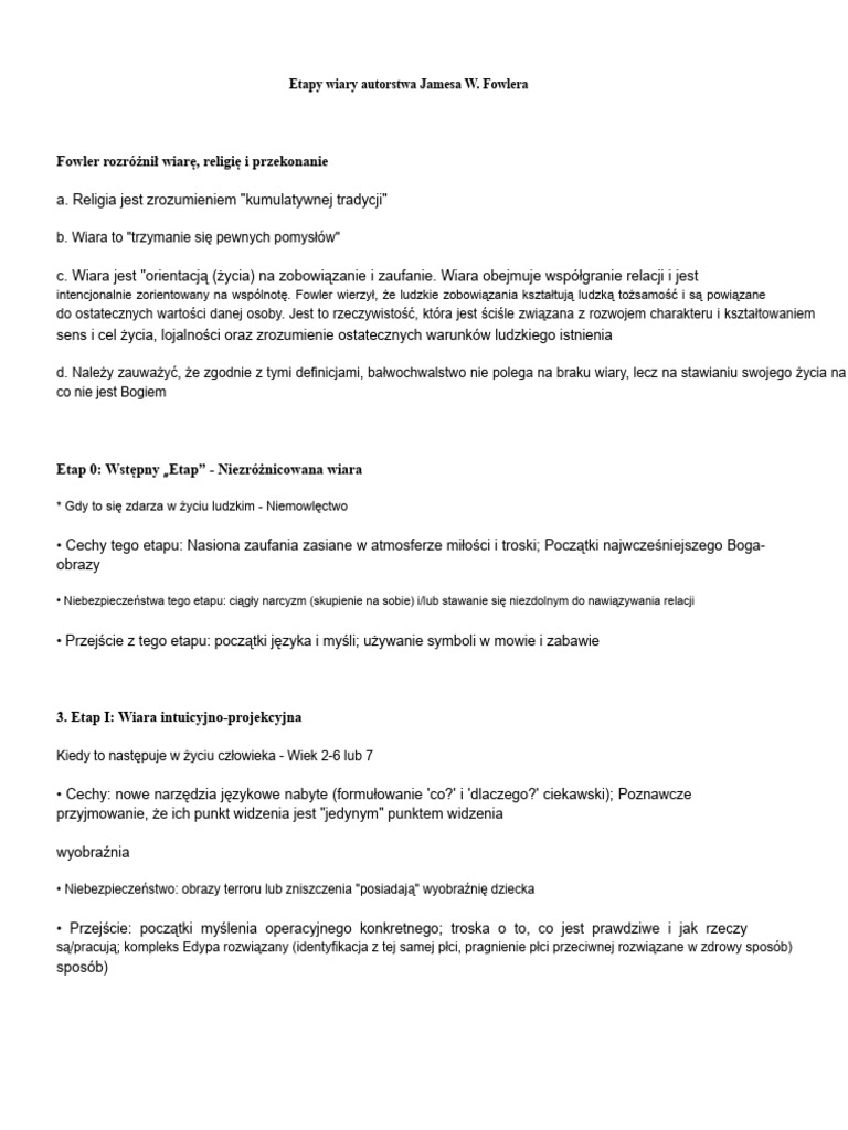 Etapy Wiary Autorstwa Jamesa W. | PDF