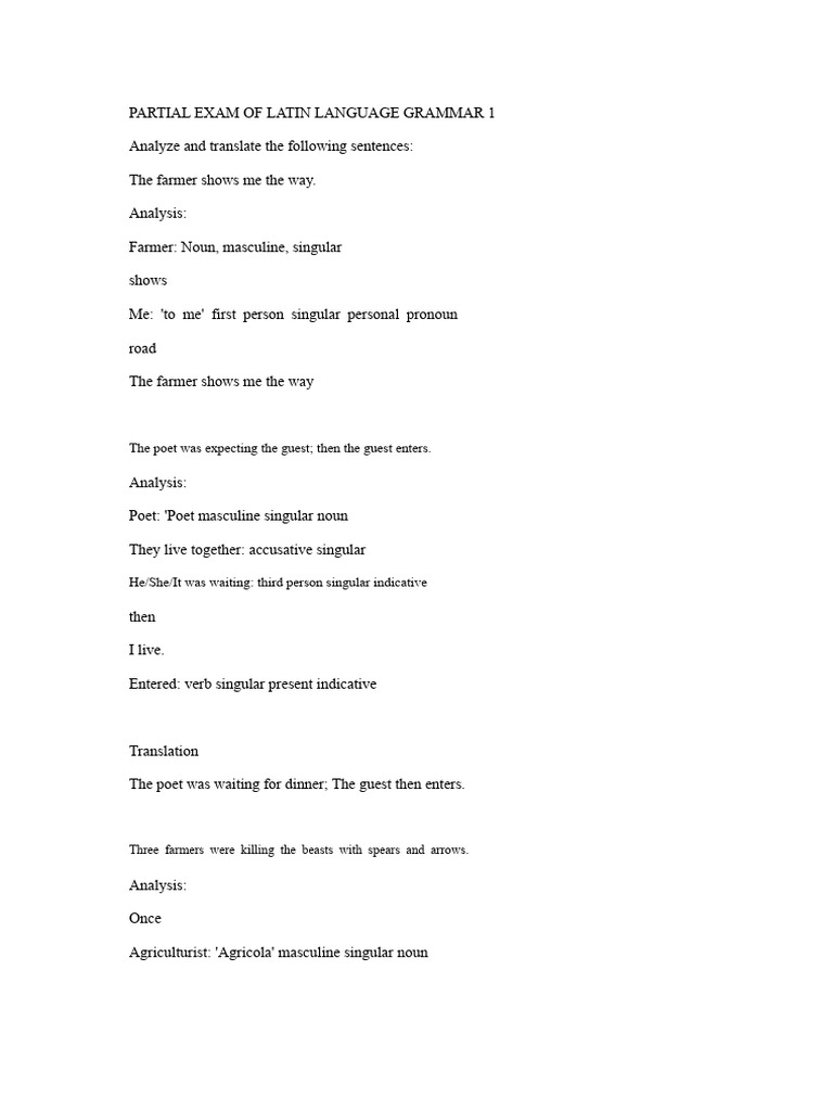 Latin Sentence Analysis Examples | PDF | Grammatical Number ...