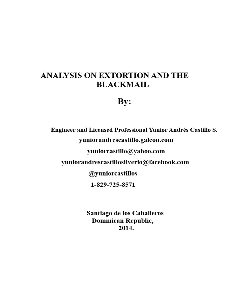 Extortion and Blackmail Analysis Guide | PDF | Fraud | Crimes