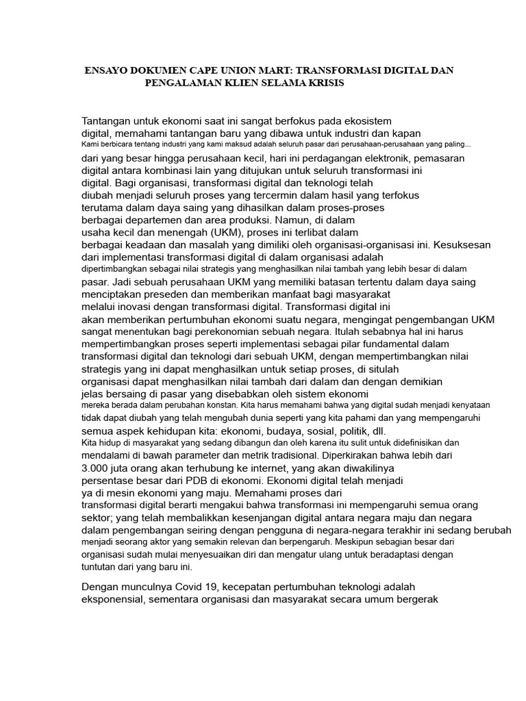Transformasi Digital UKM di Era Krisis | PDF