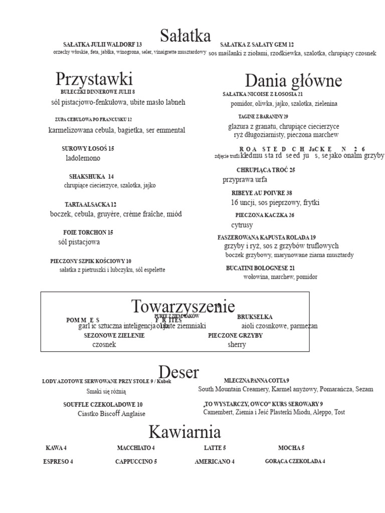 Menu Julii | PDF