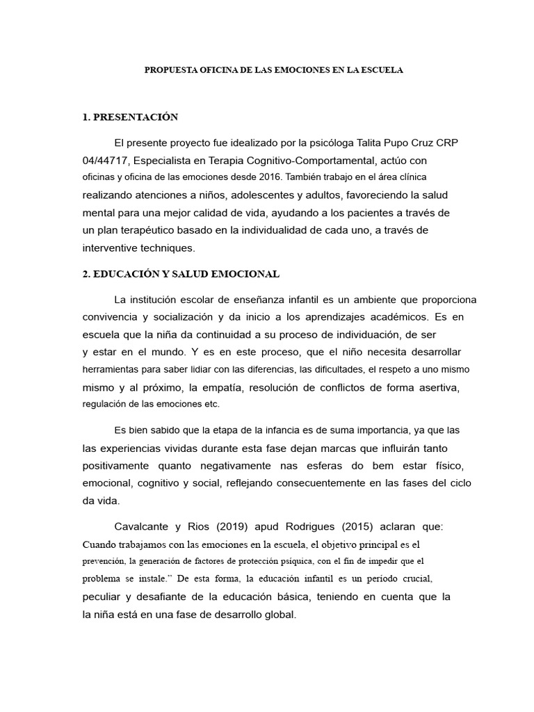 PROYECTO Taller de Las Emociones (Guardado Automáticamente) 2 | PDF ...