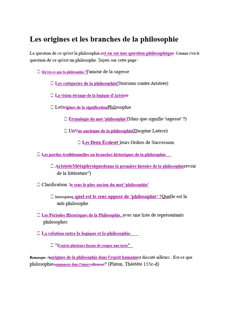Origines et branches de la philosophie | PDF | Aristote | Logique