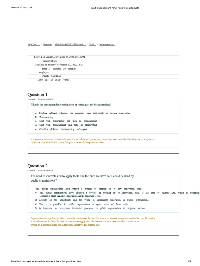 Self-Assessment 3 - Lab. Innovation | PDF | Brainstorming | Innovation