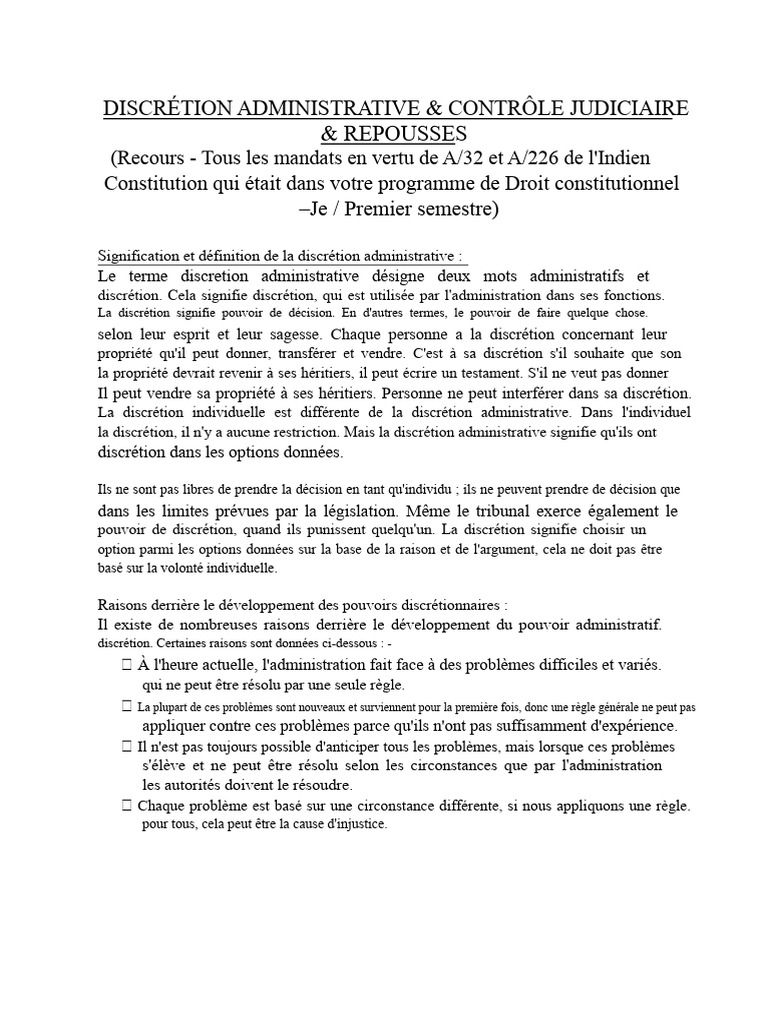 Discrétion administrative et contrôle judiciaire | PDF | Loi | Loi publique