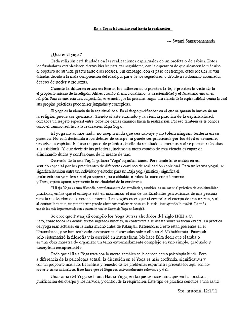 Raja Yoga: Ciencia de la Espiritualidad | PDF | Yoga | Meditación