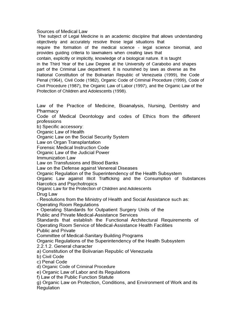 Understanding Medical Law Sources | PDF | Medicine | Health Care