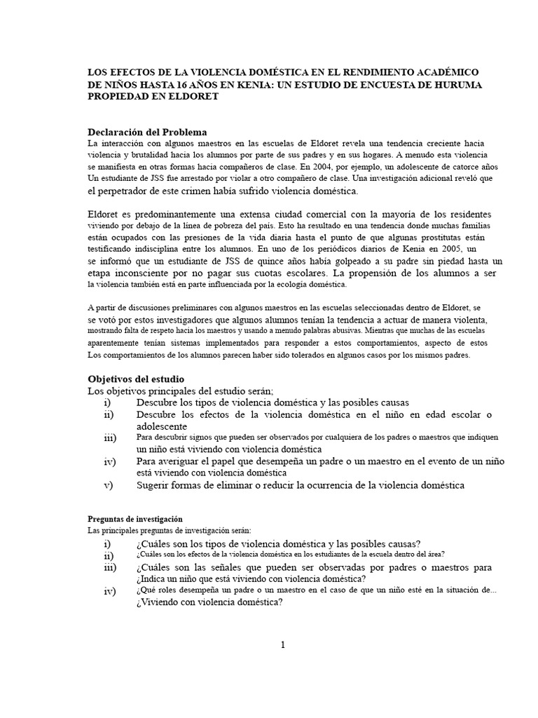 Efectos de la Violencia en Niños en Kenia | PDF | Violencia doméstica ...