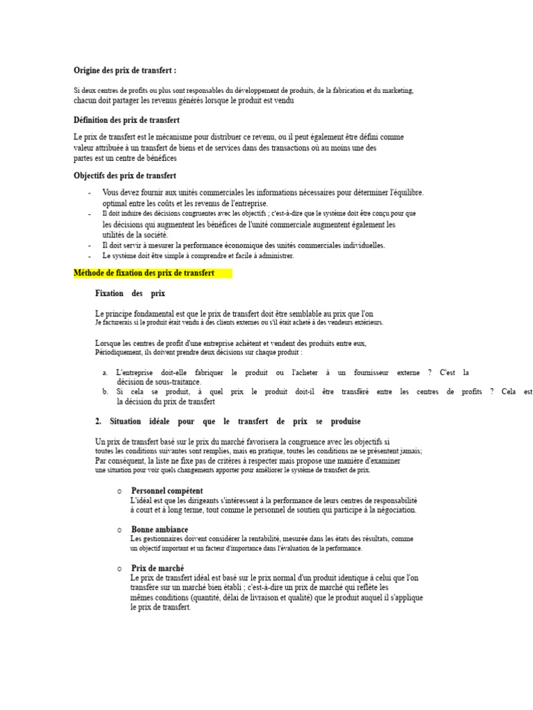 Comprendre les prix de transfert en entreprise | PDF | Prix | Business
