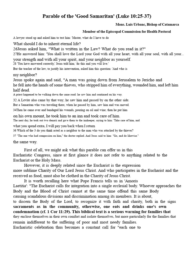 Parable of The Good Samaritan | PDF