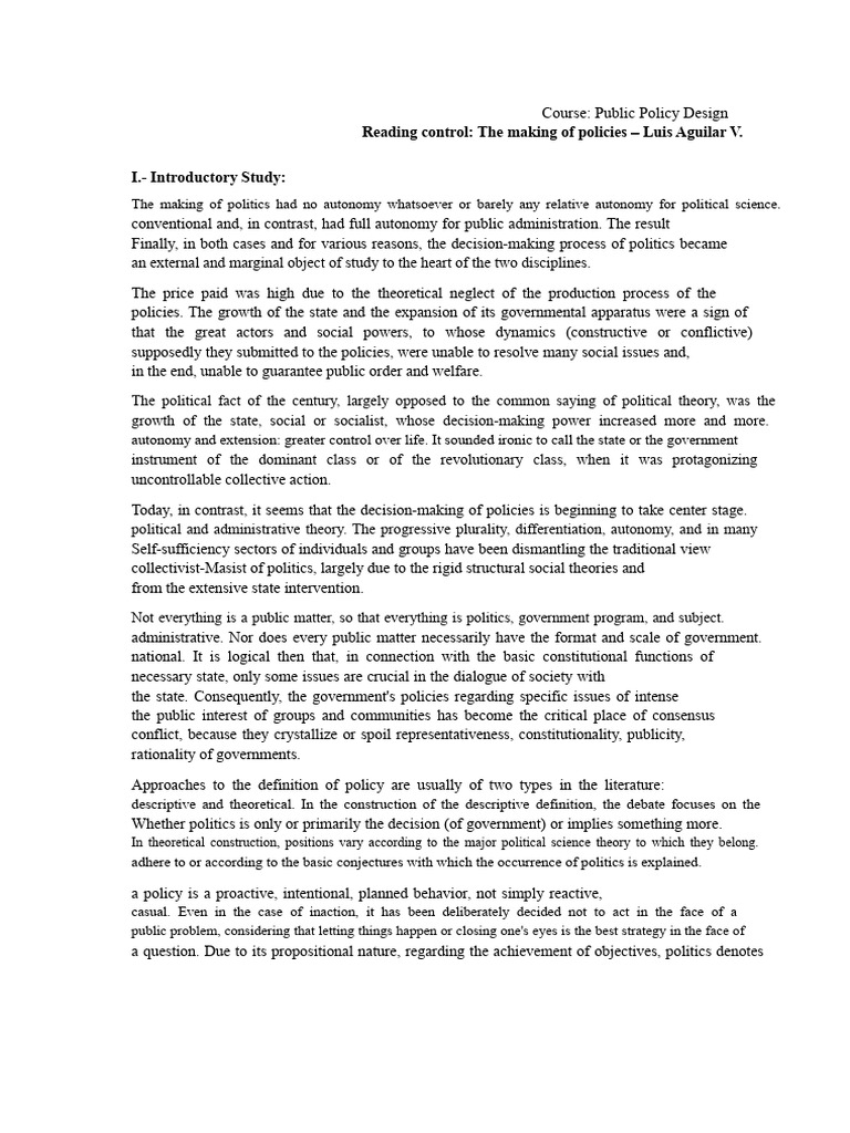 Understanding Public Policy Design | PDF | Rationality | Decision Making