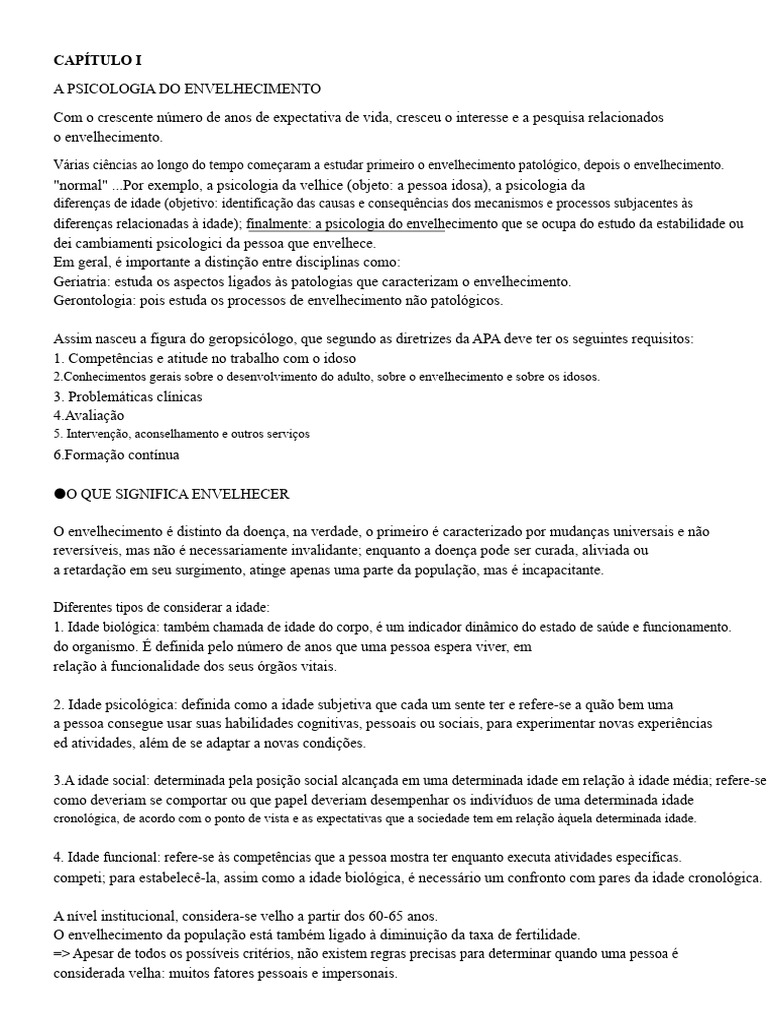 Psicologia do Envelhecimento e Mudanças Cerebrais | PDF ...