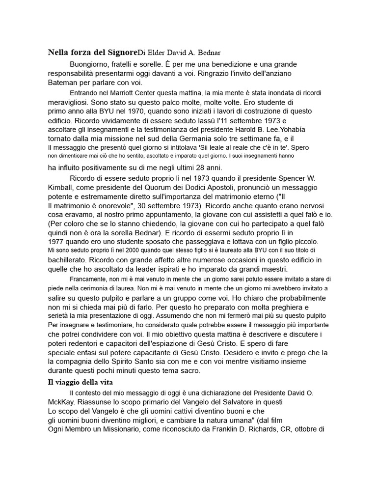 Nella Forza Del Signore - David A. Bednar | PDF