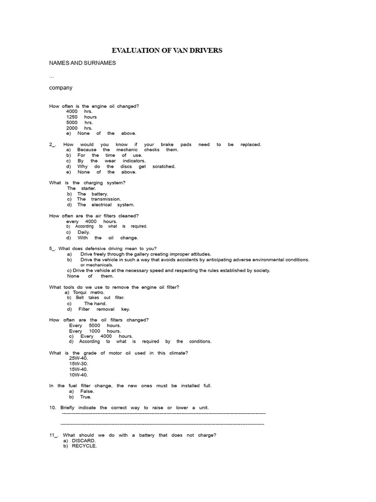 Truck Driver Evaluation | PDF | Driving | Brake