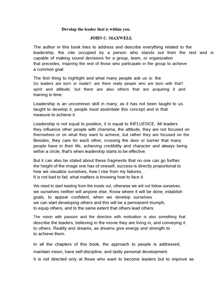 Develop The Leader That Is in You | PDF | Leadership | Behavioural Sciences