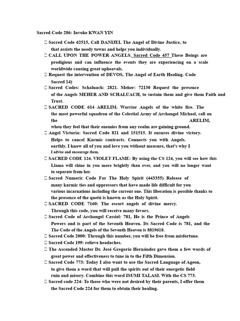 Sacred Codes for Divine Intervention | PDF | Angel | Karma