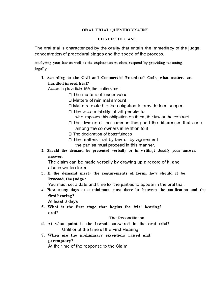 Oral Trial Procedures and Guidelines | PDF | Lawsuit | Trials