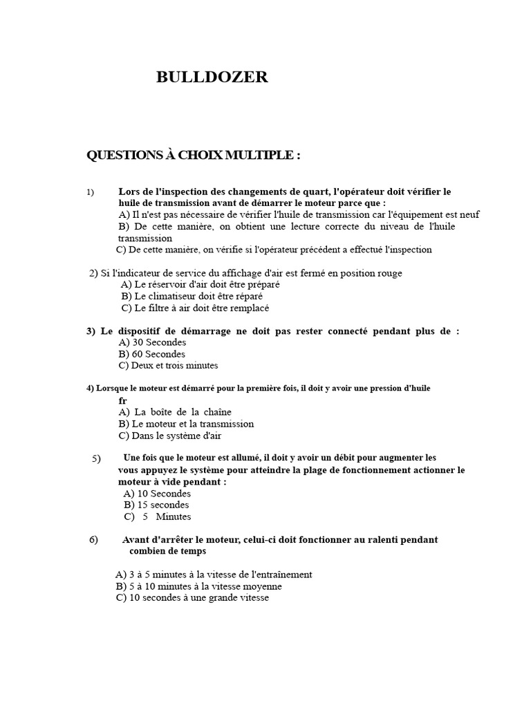Questions sur l'opération de bulldozer | PDF | Turbocompresseur | Véhicules