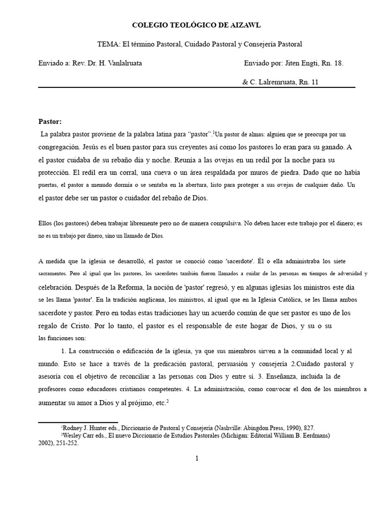Cuidado y Consejería Pastoral | PDF | Pastor | Sacerdote