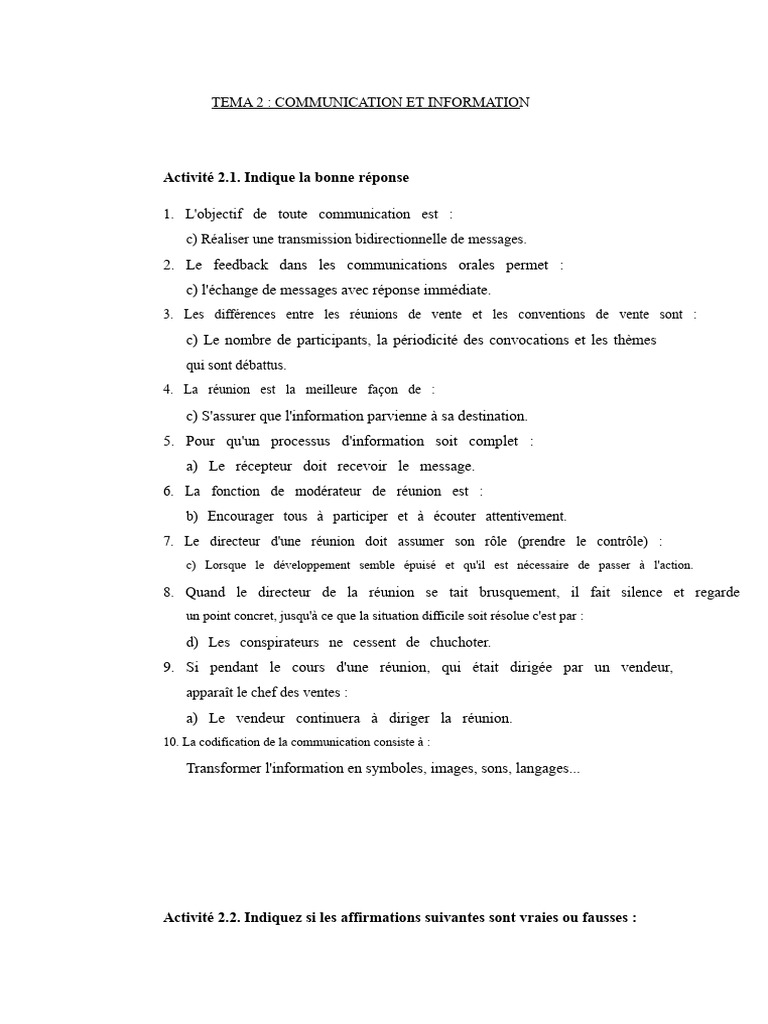 Communication et Information : Concepts Clés | PDF | Informations