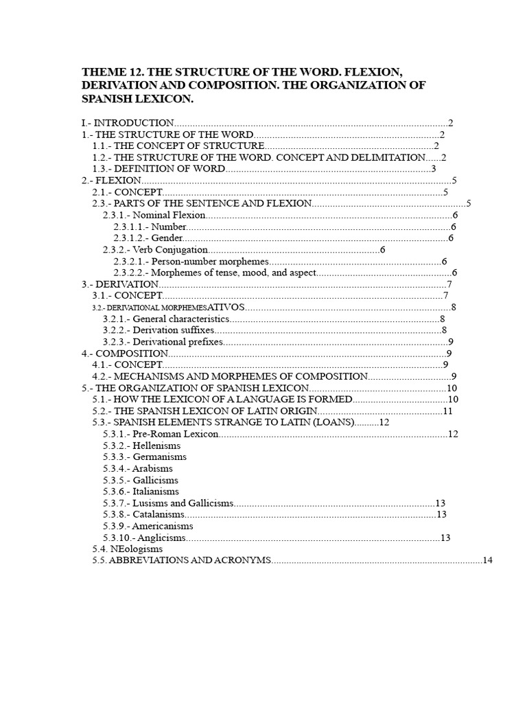 Spanish Word Structure and Lexicon | PDF | Word | Grammatical Gender