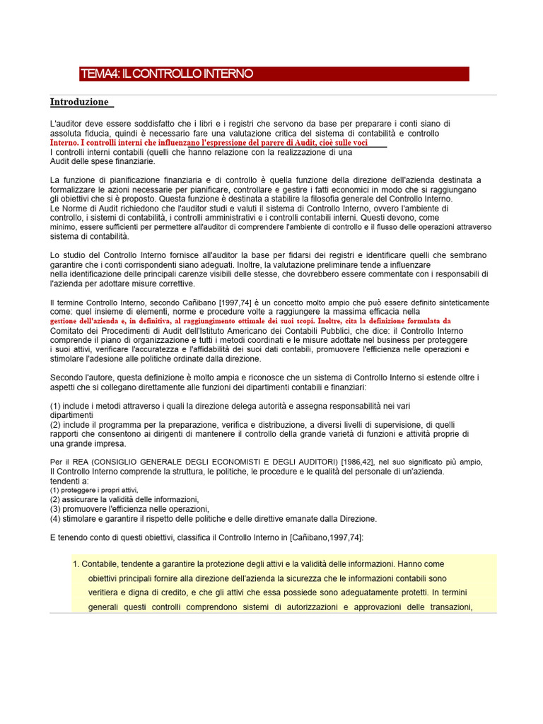 Controllo Interno Introduzione | PDF