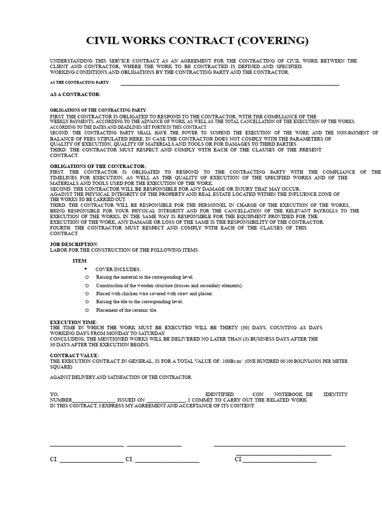 Model Civil Works Contract | PDF | Alcohol Intoxication | Private Law