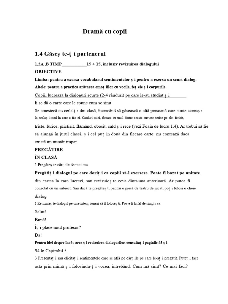 Sentimente + Dialog Scurt Dramatic | PDF